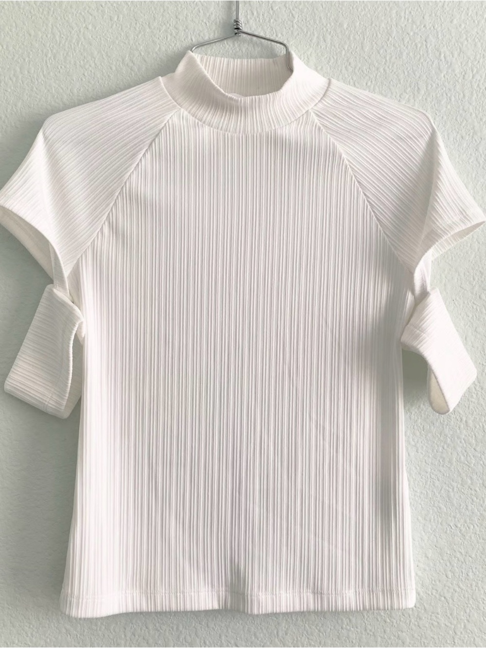 NWT Helmut Lang Rib Cuff Tee – Ivory, Size L - Picture 10 of 10